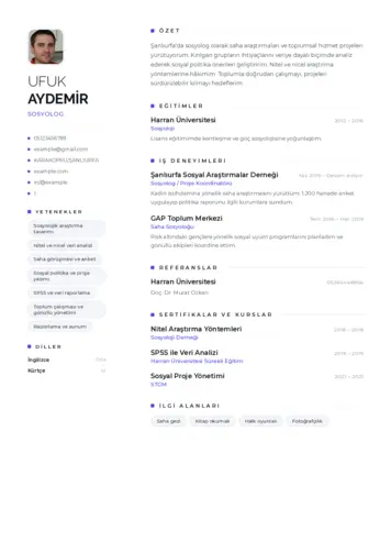 Sosyolog Cv Örnekleri cv indir